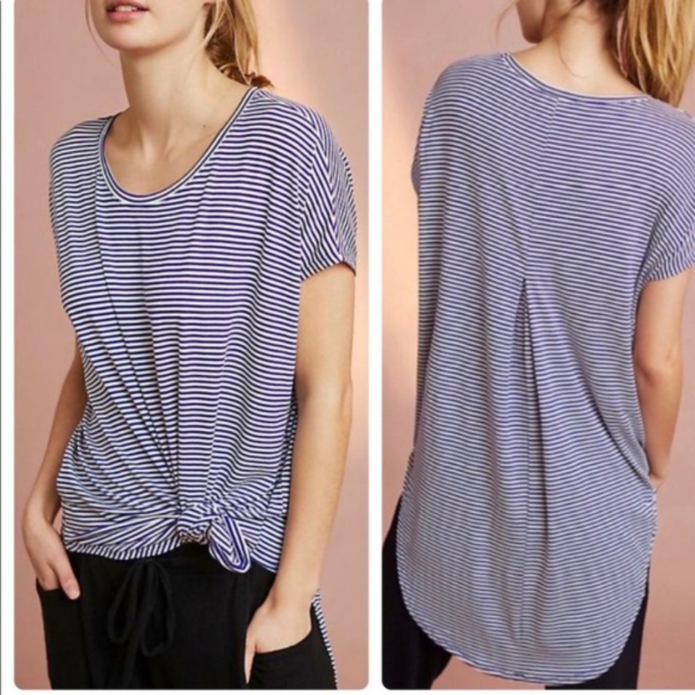 Floreat by Anthropologie Womens Oversized Striped Short Sleeve Tunic